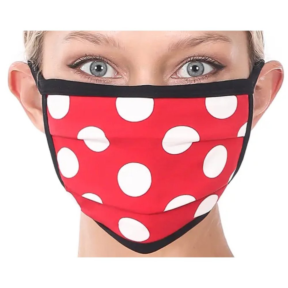 Red Face Mask with White Polka Dots